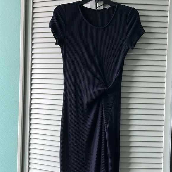 NWT TAHARI ribbed navy maxi dress size Small, side slip - Picture 4 of 10